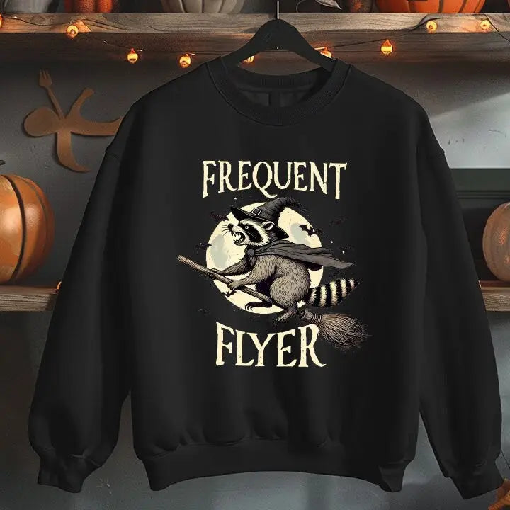 Frequent Flyer Halloween Sweatshirt Halloween Raccoon Hoodie Funny Raccoon Shirt,Pumpkin Shirt Horror Pumpkin Shirt