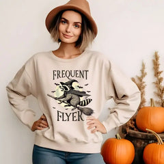 Frequent Flyer Halloween Sweatshirt Halloween Raccoon Hoodie Funny Raccoon Shirt,Pumpkin Shirt Horror Pumpkin Shirt