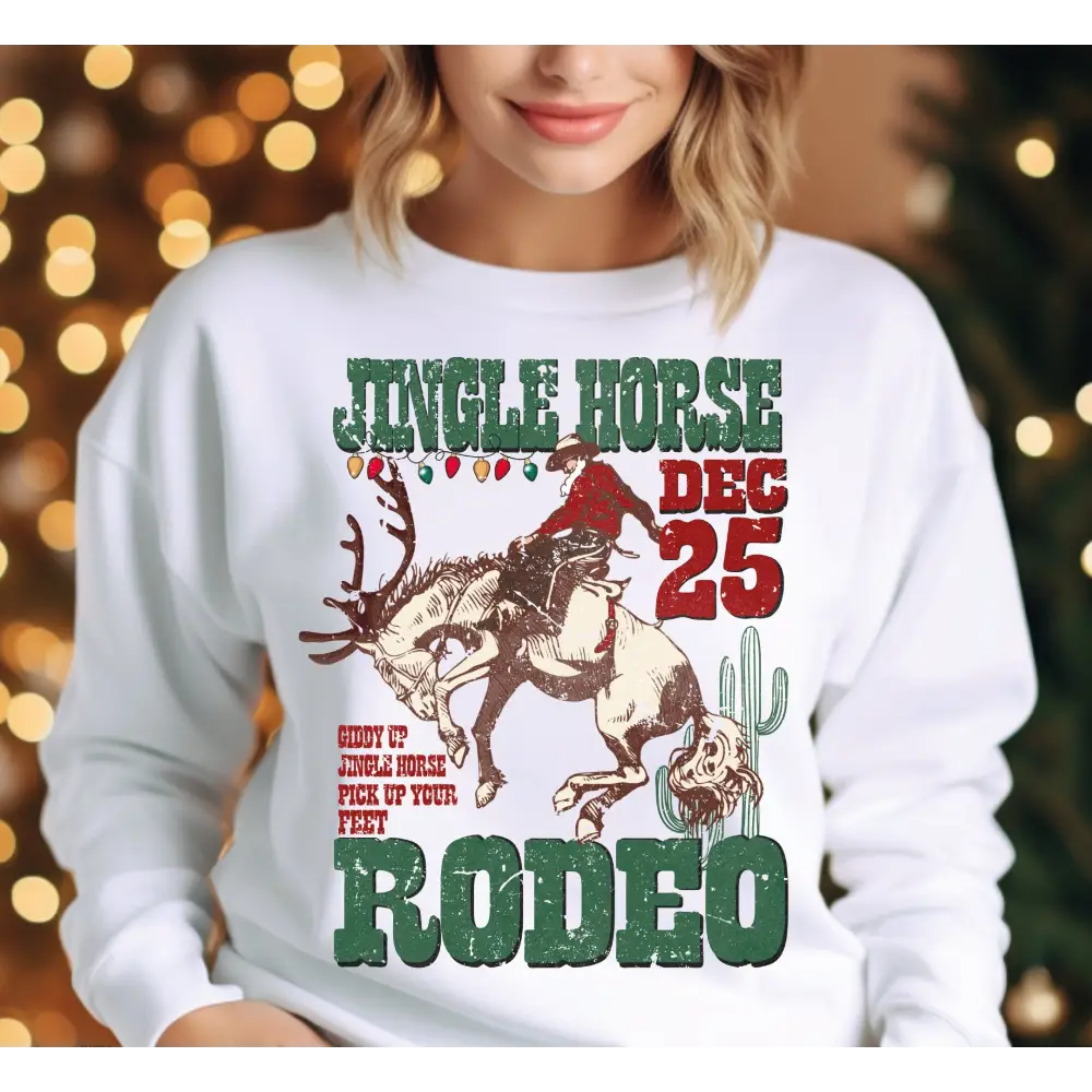 Giddy Up Jingle Horse Pick Up Your Feet Sweatshirt Western Christmas Family Sweatshirt Cowboy Santa Shirt LS667