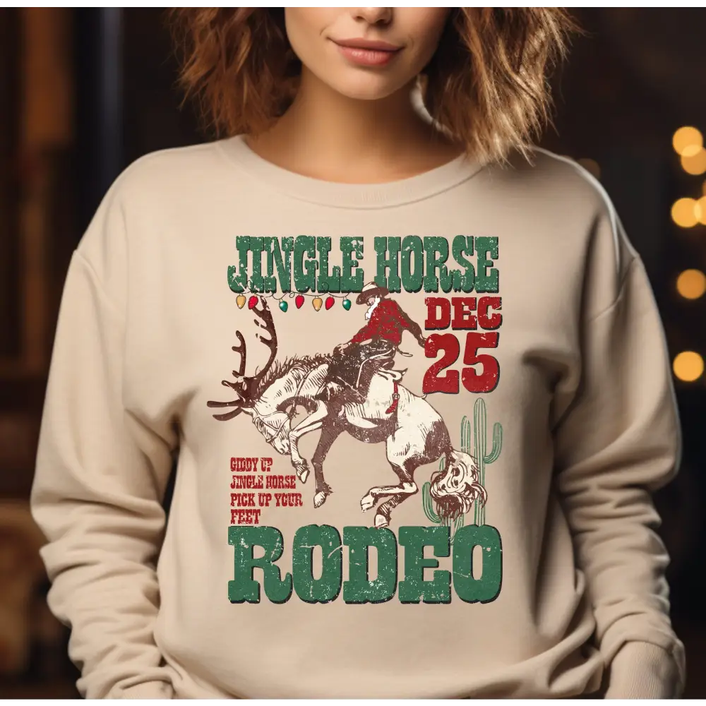 Giddy Up Jingle Horse Pick Up Your Feet Sweatshirt Western Christmas Family Sweatshirt Cowboy Santa Shirt LS667