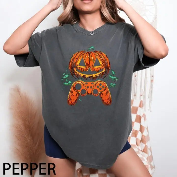 Halloween Game Day Shirt Pumpkin Eating Ghost,Autumn Shirt Pumpkin Sesons Comfort Colors Boho Fall Tshirt Pumpkin Spice