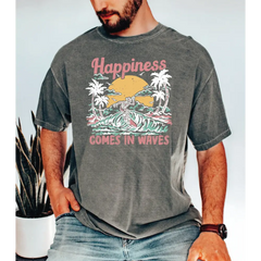 Happiness Comes In Waves Comfort Colors Shirt Summer Shirt Vacation Shirt Beach Shirt Family Vacation Gift Girls Trip