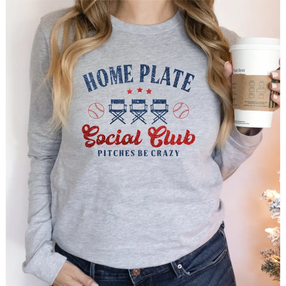 Home Plate Social Club Sweatshirt and Hoodie Baseball Mama Sweatshirt Baseball Mom Hoodie Gift for Baseball Mom LS889