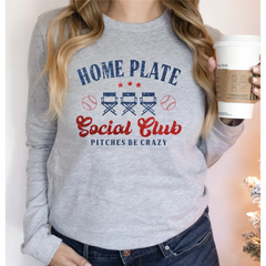 Home Plate Social Club Sweatshirt and Hoodie Baseball Mama Sweatshirt Baseball Mom Hoodie Gift for Baseball Mom LS889