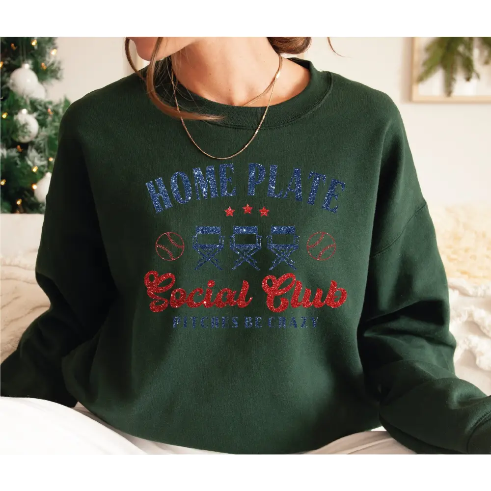 Home Plate Social Club Sweatshirt and Hoodie Baseball Mama Sweatshirt Baseball Mom Hoodie Gift for Baseball Mom LS889