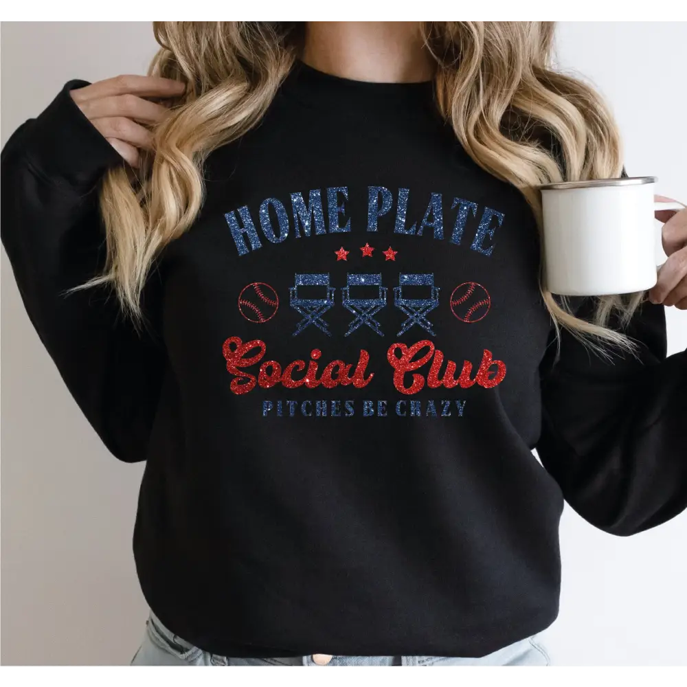 Home Plate Social Club Sweatshirt and Hoodie Baseball Mama Sweatshirt Baseball Mom Hoodie Gift for Baseball Mom LS889