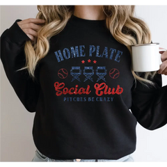 Home Plate Social Club Sweatshirt and Hoodie Baseball Mama Sweatshirt Baseball Mom Hoodie Gift for Baseball Mom LS889