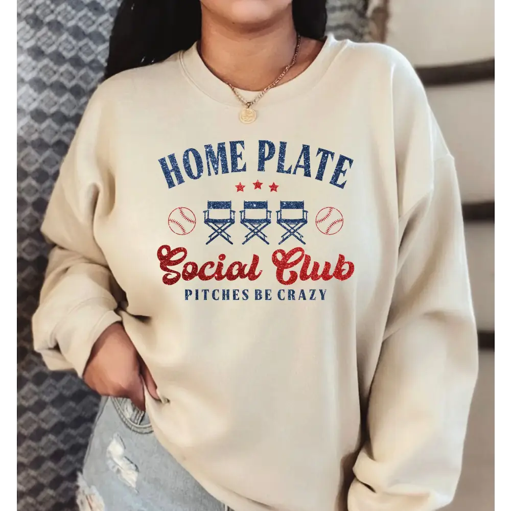 Home Plate Social Club Sweatshirt and Hoodie Baseball Mama Sweatshirt Baseball Mom Hoodie Gift for Baseball Mom LS889