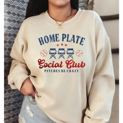 Home Plate Social Club Sweatshirt and Hoodie Baseball Mama Sweatshirt Baseball Mom Hoodie Gift for Baseball Mom LS889