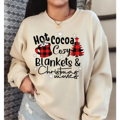 Hot Cocoa Cozy Blankets and Christmas Movies Sweathirt and Hoodie Funny Christmas Coffee Family Sweatshirt Xmas Gift