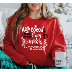 Hot Cocoa Cozy Blankets and Christmas Movies Sweathirt and Hoodie Funny Christmas Coffee Family Sweatshirt Xmas Gift