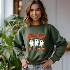 Howdy Fall Halloween Sweatshirt Western Ghost Hoodie Fall Season,Pumpkin Season Funny Halloween Ghost Shirt,SAS1649