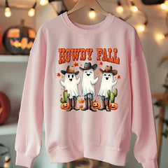 Howdy Fall Halloween Sweatshirt Western Ghost Hoodie Fall Season,Pumpkin Season Funny Halloween Ghost Shirt,SAS1649