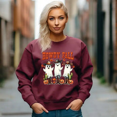 Howdy Fall Halloween Sweatshirt Western Ghost Hoodie Fall Season,Pumpkin Season Funny Halloween Ghost Shirt,SAS1649