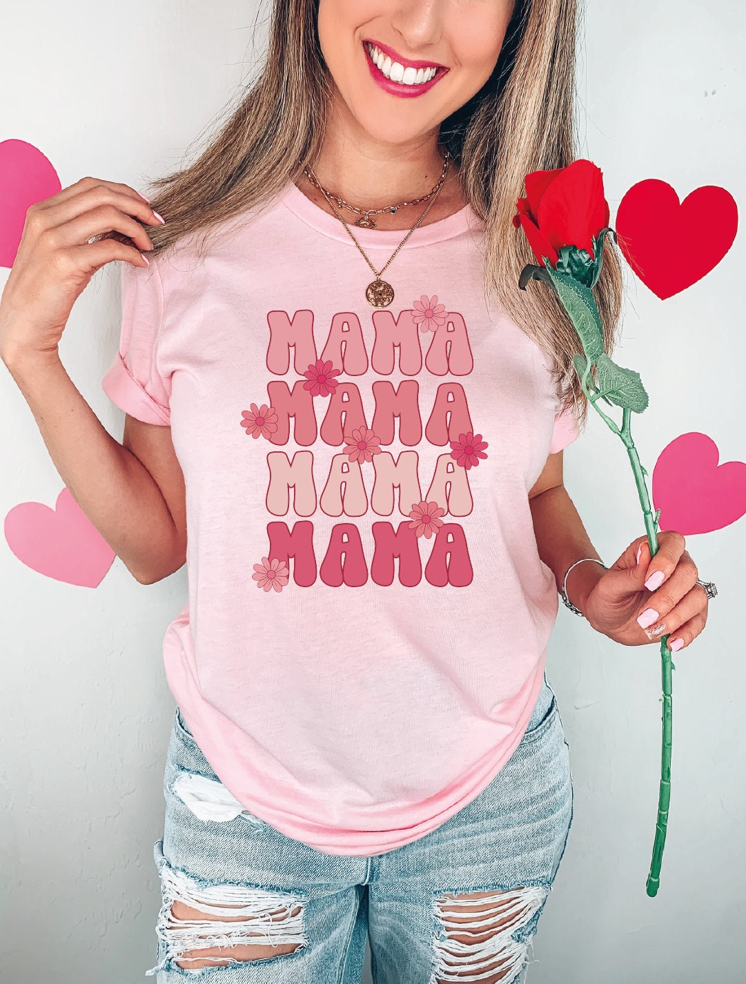 Cute Mom Shirts Mama Tshirt Mothers Day Gift Mama Shirt Heart Cute Mama Gift for Mothers Day LS093