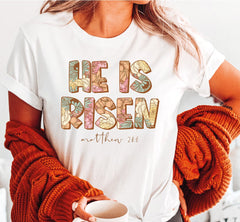 Christian Tshirts He is Risen Shirt Easter Christian Shirt Bible Verse Shirt Floral Religious Shirt for Women Christian