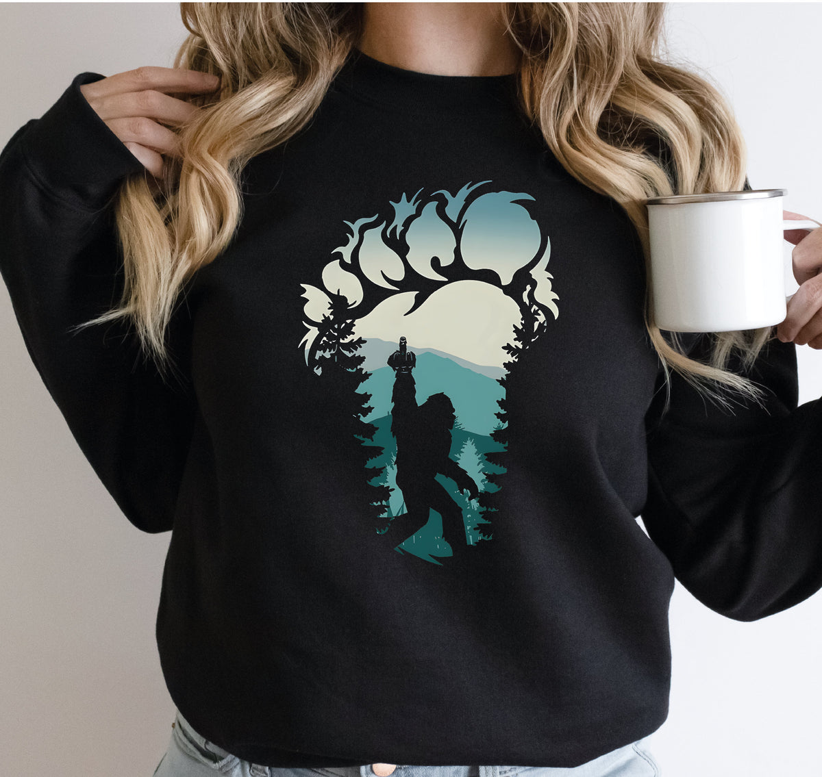 Bigfoot Sweatshirt Cute Bigfoot Sweatshirt Hiking Yeti Sasquatch Cool Vintage Shirt Gift-498