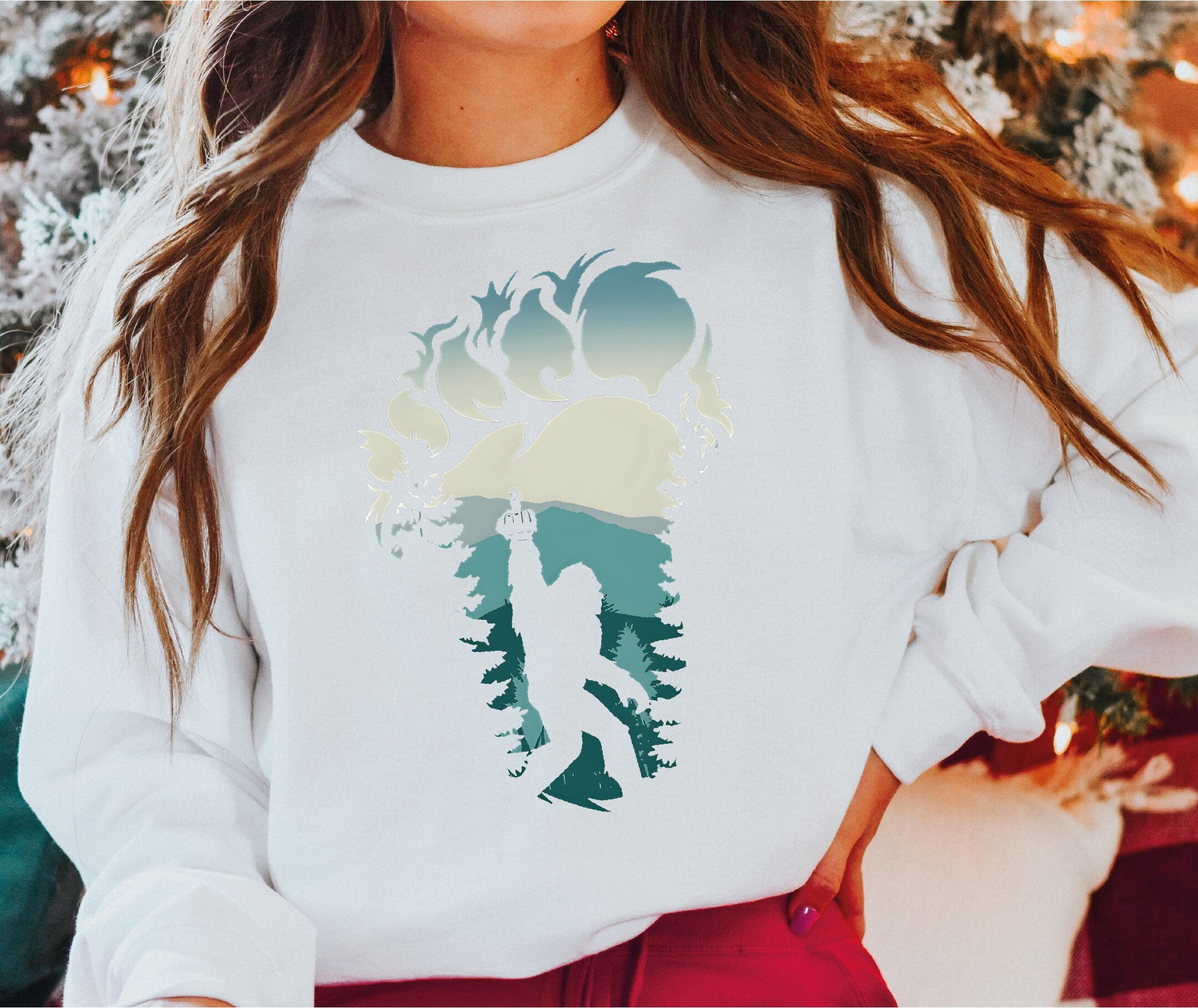 Bigfoot Sweatshirt Cute Bigfoot Sweatshirt Hiking Yeti Sasquatch Cool Vintage Shirt Gift-498