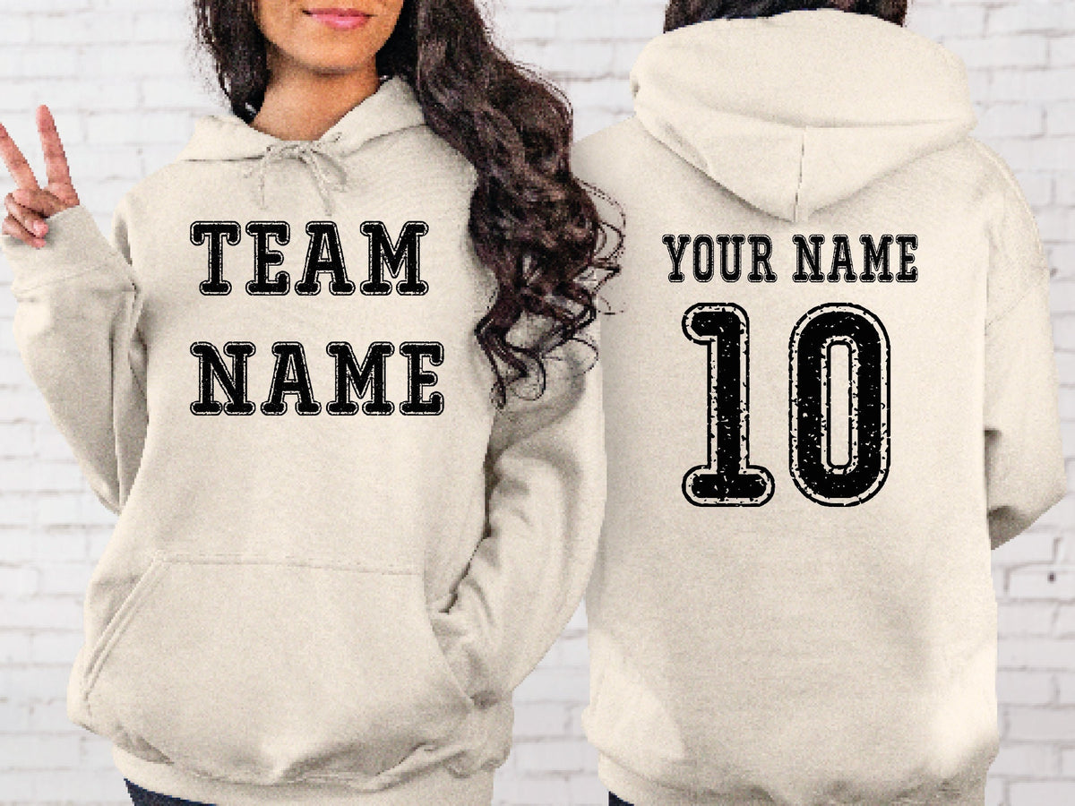 Custom Sports Team Hoodie Front Back Name and Number Personalized Sports Hoodie LS428