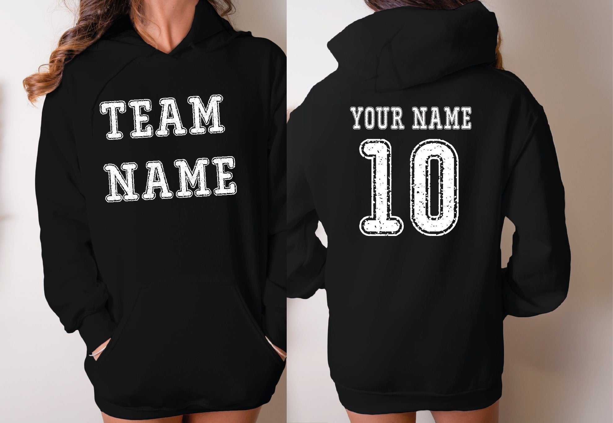 Custom Sports Team Hoodie Front Back Name and Number Personalized Sports Hoodie LS428