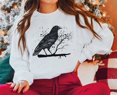 Raven Sweatshirt Compass Sweater Crow Tee Raven In The Sky Raven Murder Attempt Sweatshirt Gothic Raven Shirt G113