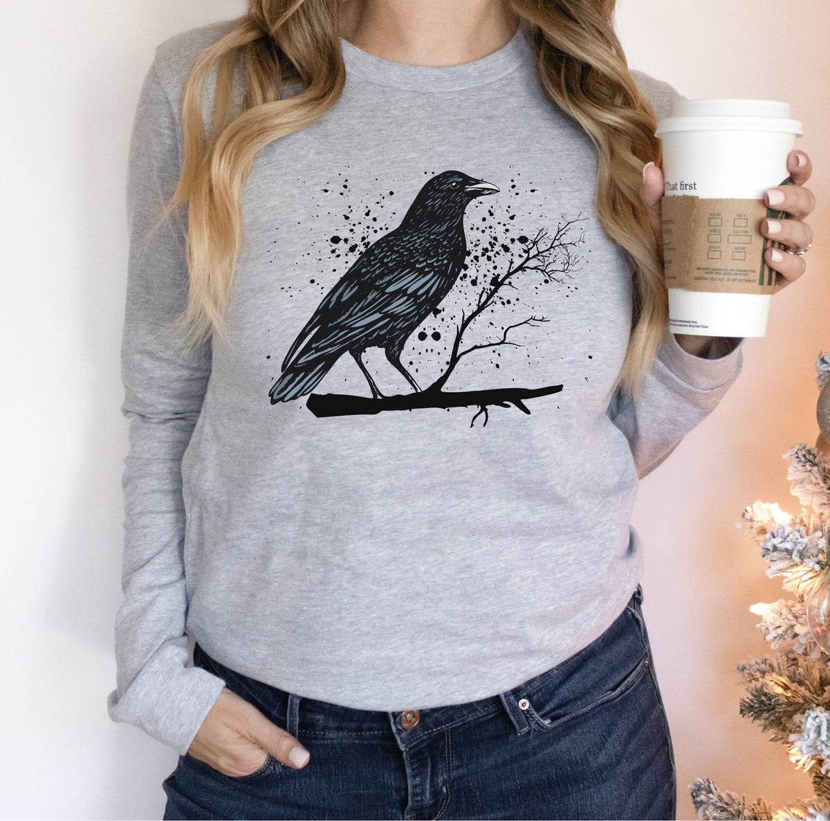 Raven Sweatshirt Compass Sweater Crow Tee Raven In The Sky Raven Murder Attempt Sweatshirt Gothic Raven Shirt G113