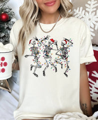 Christmas Dancing Skeleton Comfort Colors Shirt Skeleton Christmas Shirt Christmas Lights Shirt Funny Christmas Youth