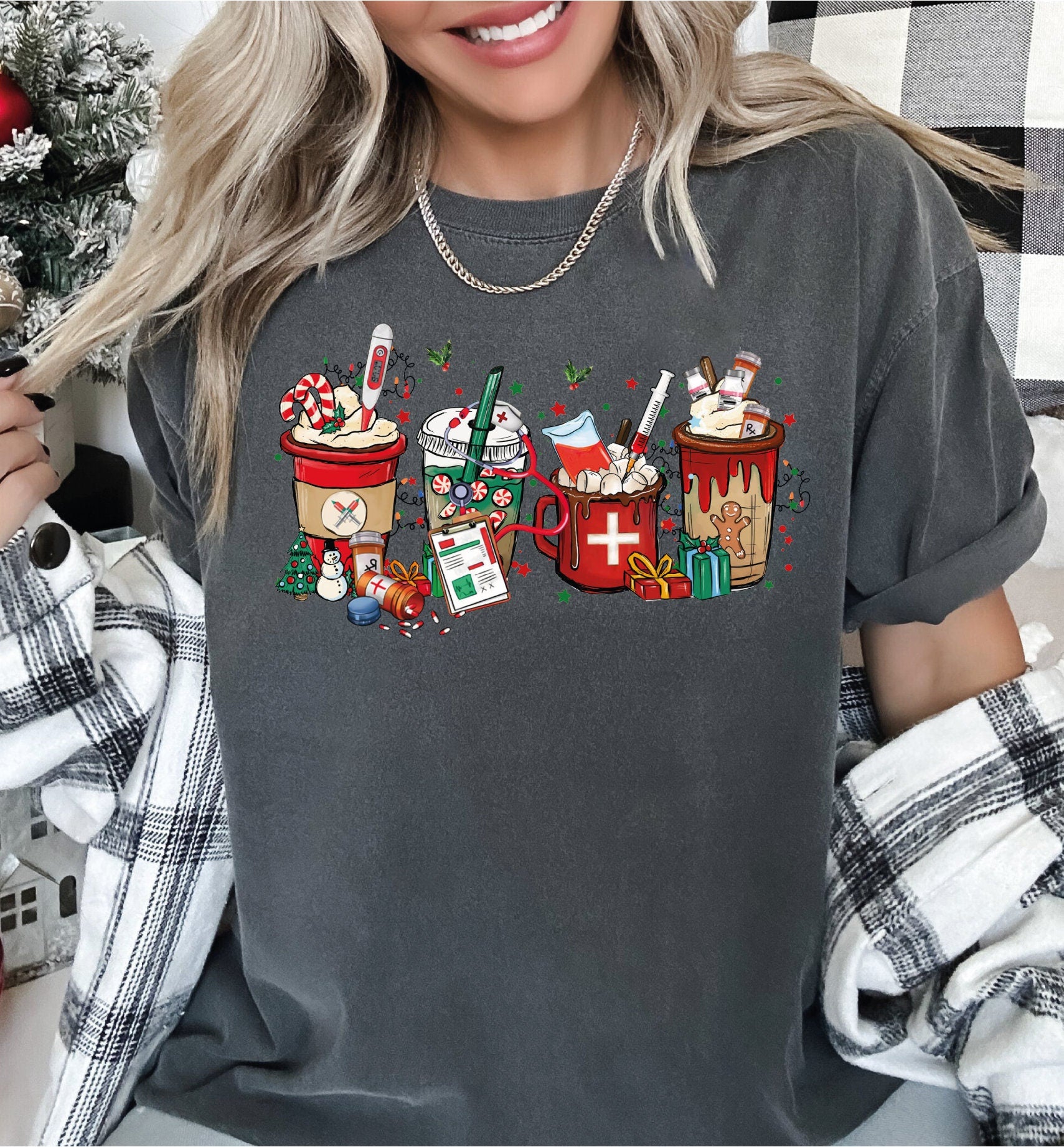 Nurse Coffee Christmas Shirt Comfort Colors Nurse Shirt Labor and Delivery Nurse Pediatrics Nurse School Nurse