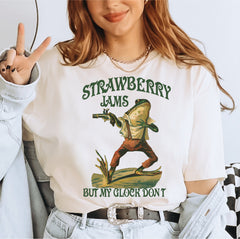 Strawberry Jams But My Glock Don’t Shirt Comfort Colors Funny Frog Shirt Funny Meme Shirt LS838