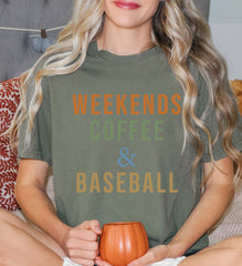 Custom Weekends Coffee And Baseball Comfort Colors Shirt Baseball Mom Shirt Gift for Baseball Lover Baseball Gifts LS886