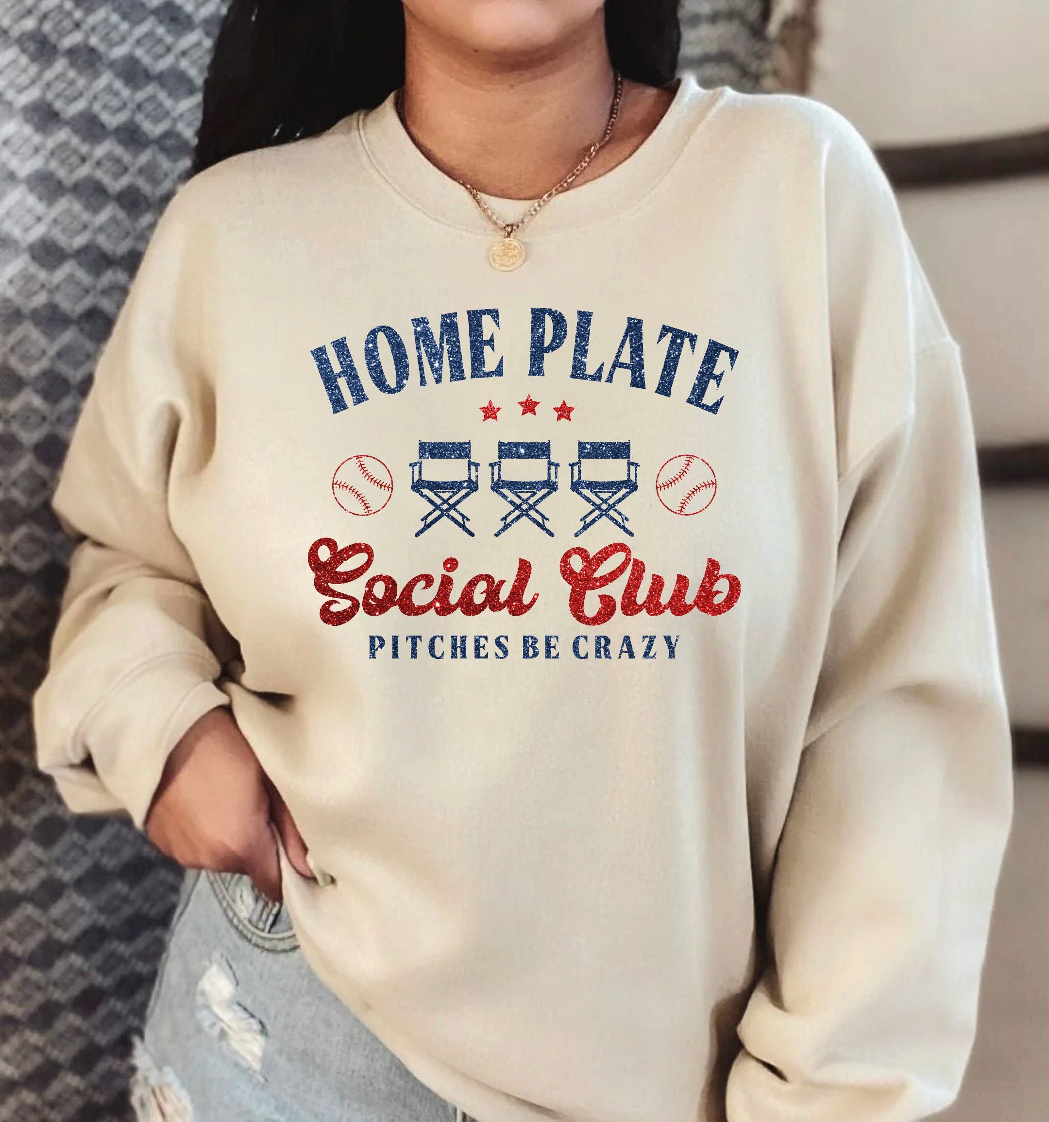 Home Plate Social Club Sweatshirt and Hoodie Baseball Mama Sweatshirt Baseball Mom Hoodie Gift for Baseball Mom LS889