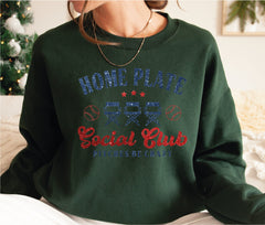 Home Plate Social Club Sweatshirt and Hoodie Baseball Mama Sweatshirt Baseball Mom Hoodie Gift for Baseball Mom LS889