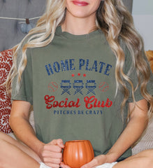 Home Plate Social Club Comfort Colors Shirt Baseball Mama Shirt Baseball Mom T-Shirt Gift for Baseball Mom LS889