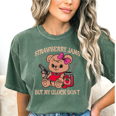 Strawberry Jams But My Glock Don’t Shirt Comfort Colors Funny Bear Shirt Funny Meme Shirt LS901