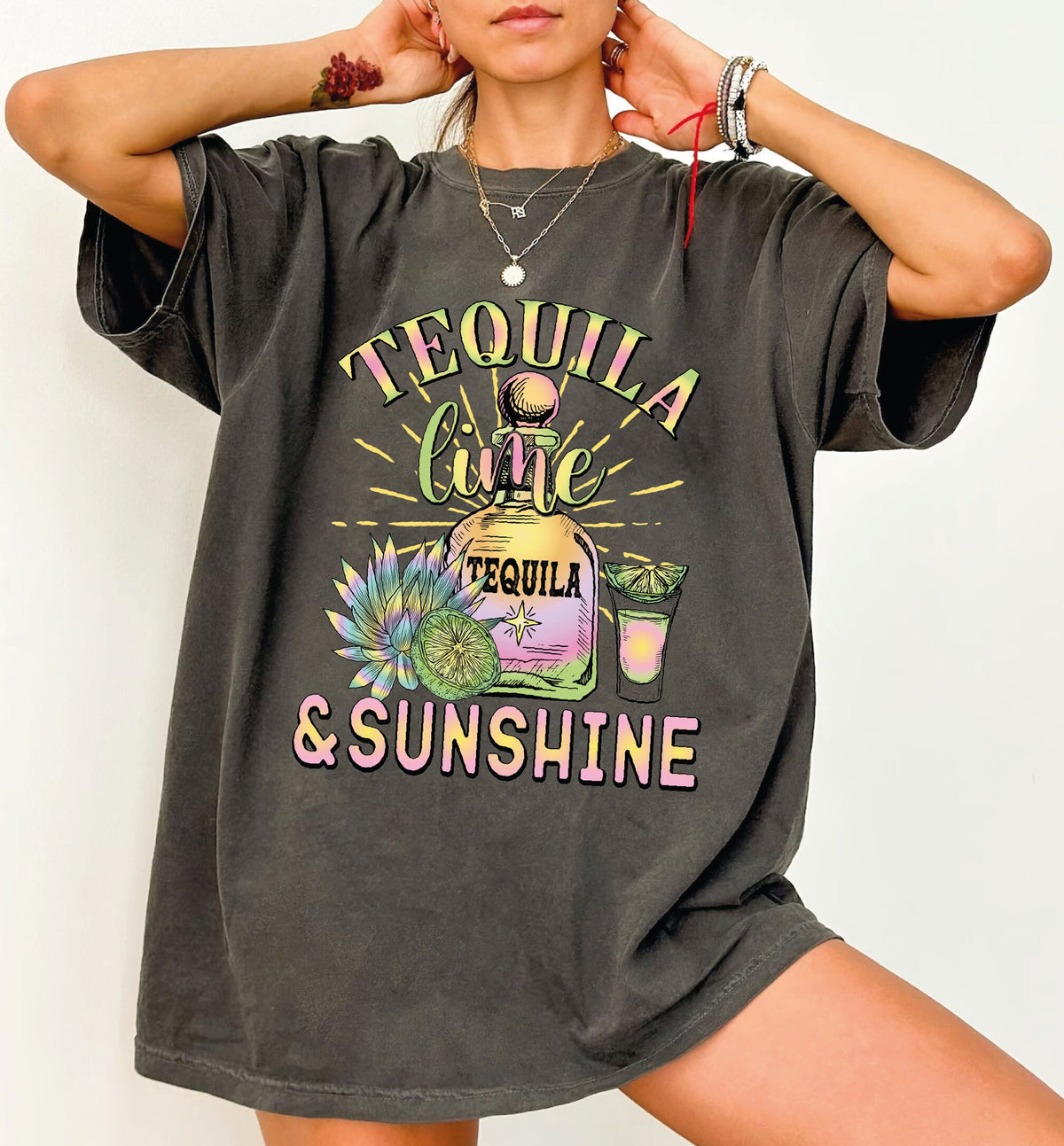 Tequila Lime and Sunshine Comfort Colors shirt Tequila Shirt Summer Vibes Shirt Beach Life Shirt Comfort Colors Beach