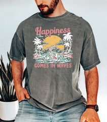 Happiness Comes In Waves Comfort Colors Shirt Summer Shirt Vacation Shirt Beach Shirt Family Vacation Gift Girls Trip