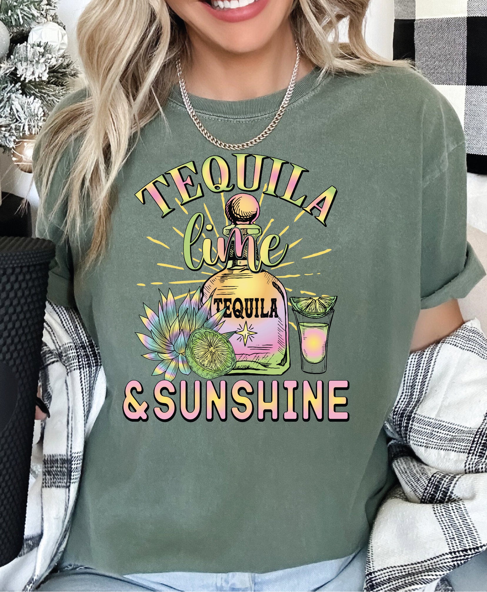 Tequila Lime and Sunshine Comfort Colors shirt Tequila Shirt Summer Vibes Shirt Beach Life Shirt Comfort Colors Beach