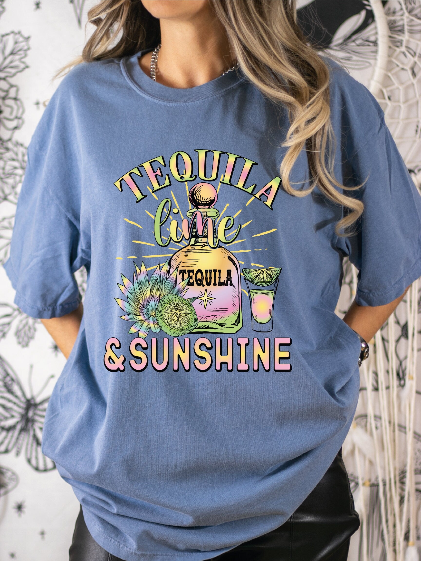 Tequila Lime and Sunshine Comfort Colors shirt Tequila Shirt Summer Vibes Shirt Beach Life Shirt Comfort Colors Beach