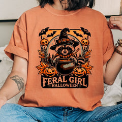 Feral Girl Halloween Comfort Colors T-Shirt,Fall Season Pumpkin Season,Retro Halloween Season Shirt Halloween