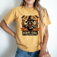 Feral Girl Halloween Comfort Colors T-Shirt,Fall Season Pumpkin Season,Retro Halloween Season Shirt Halloween