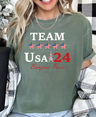 Team USA 2024 Comfort Colors Shirt USA Supporter Tshirt Usa Team 24 Bonjour Paris Shirt American Team Shirt Patriotic