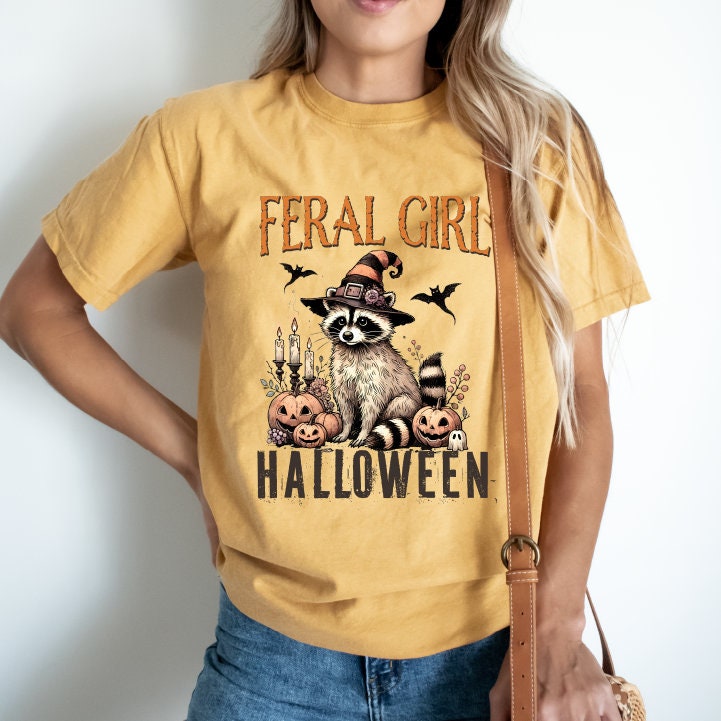 Feral Girl Halloween Comfort Colors T-Shirt,Fall Season Pumpkin Season,Retro Halloween Season Shirt Halloween