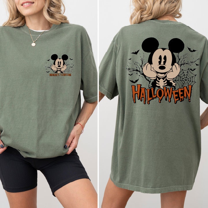 Custom Halloween Comfort Colors T-Shirt,Mickey Shirt,Fall Season,Pumpkin Season Funny Halloween Mickey Mouse