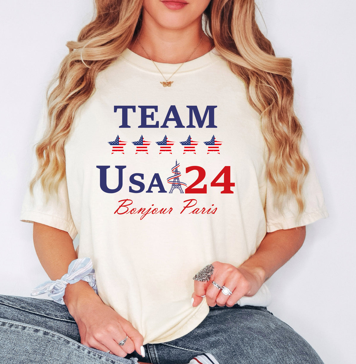 Team USA 2024 Comfort Colors Shirt USA Supporter Tshirt Usa Team 24 Bonjour Paris Shirt American Team Shirt Patriotic