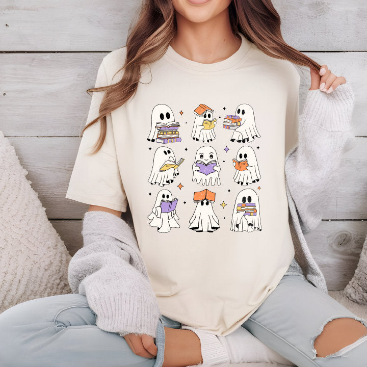 ACOTAR Ghost Reading,Ghost halloween shirt Retro Halloween Tee Funny Ghost Book Comfort Colors Tshirt Halloween Ghost