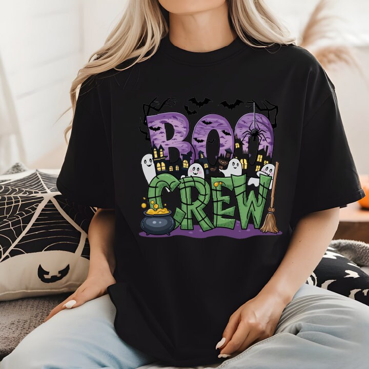 Boo Crew Halloween Comfort Colors Tshirt Ghost Shirt Hallloween Team Ghost Shirt,Funny Halloween Shirt Fall Shirt