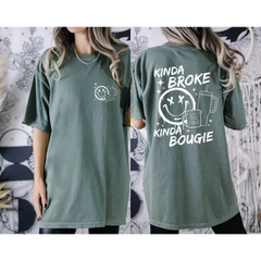 Kinda Broke Kinda Bougie Comfort Colors Shirt Spare Change Tee Smiley Face Shirt Smiley Face Graphic Tee Funny Shirt