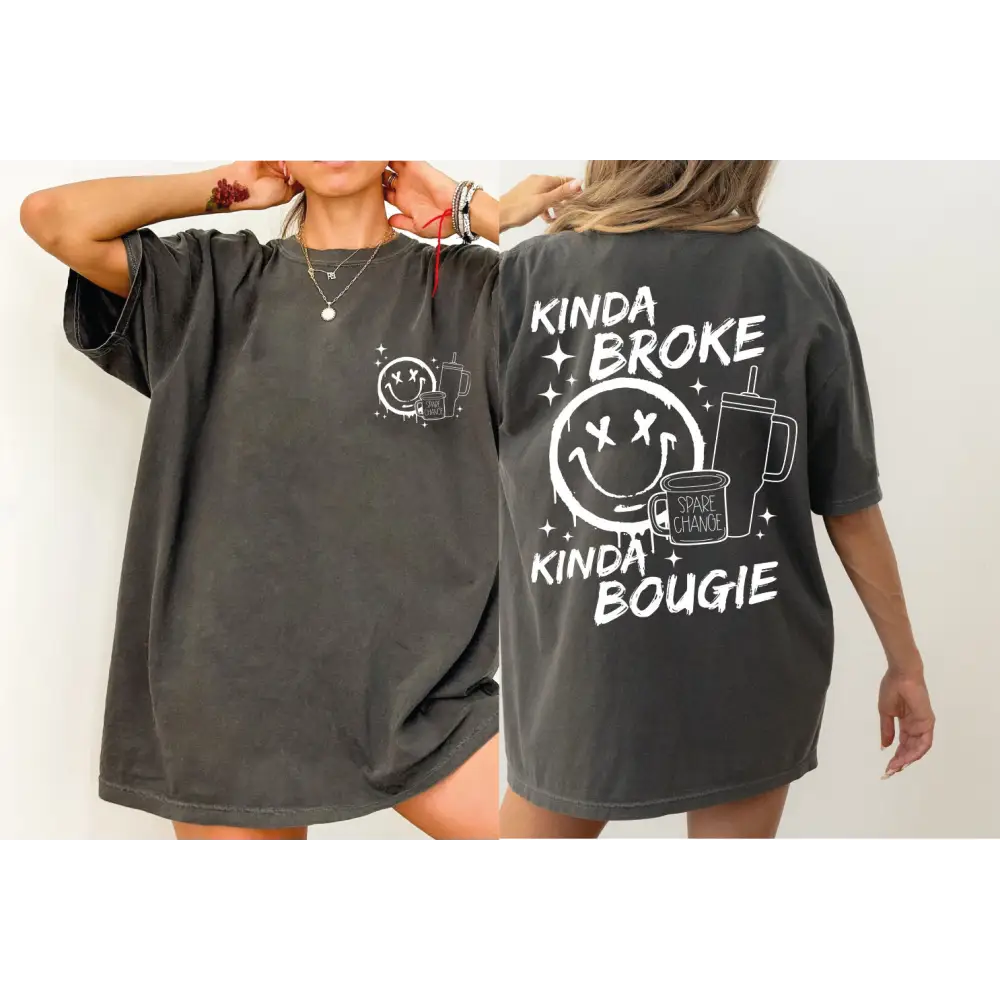 Kinda Broke Kinda Bougie Comfort Colors Shirt Spare Change Tee Smiley Face Shirt Smiley Face Graphic Tee Funny Shirt