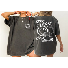 Kinda Broke Kinda Bougie Comfort Colors Shirt Spare Change Tee Smiley Face Shirt Smiley Face Graphic Tee Funny Shirt