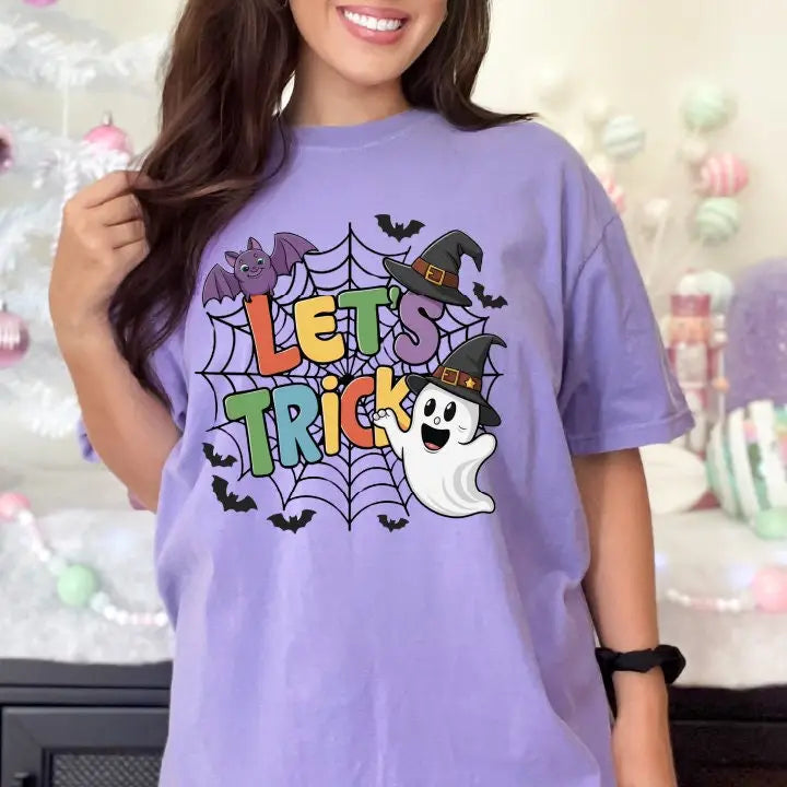 Lets Tricks Ghost Shirt Hallloween Team Boo Crew Halloween Comfort Colors Tshirt Ghost Shirt,Funny Halloween Shirt Fall